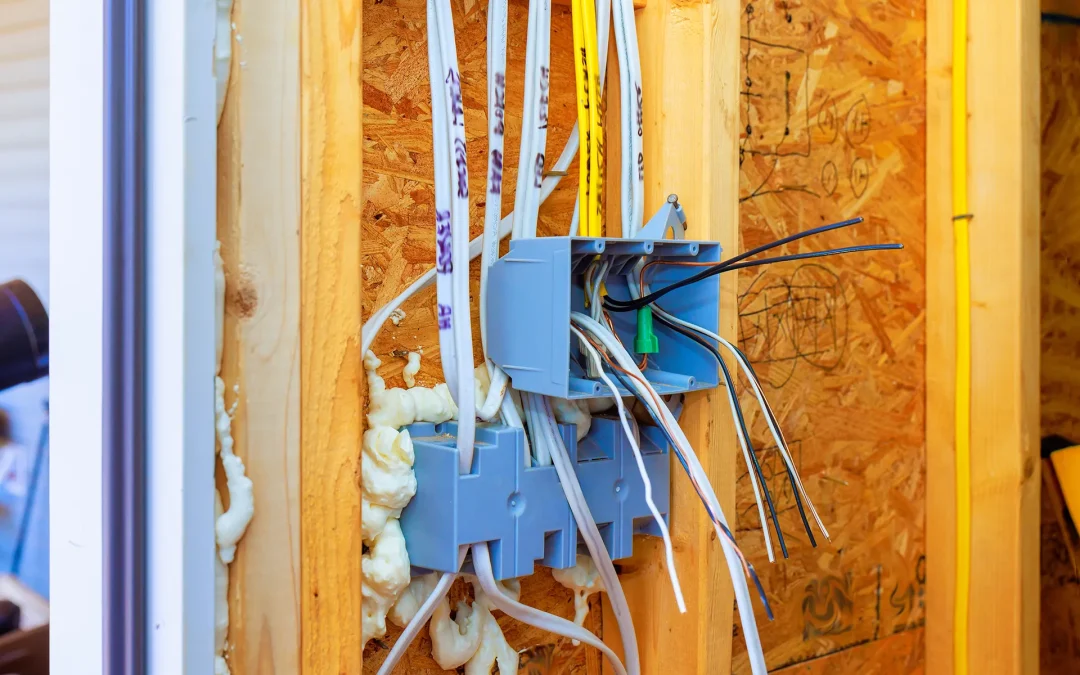 Socket Doctors installing junction box wires in wall during home renovations.